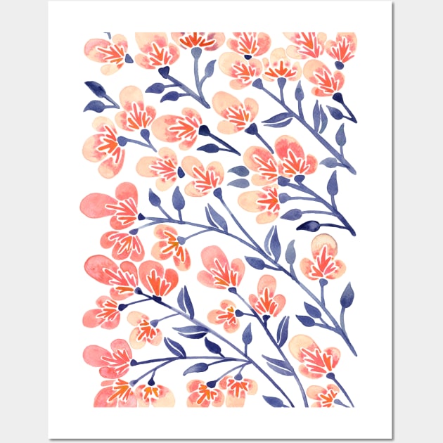 peach cherry blossoms Wall Art by CatCoq